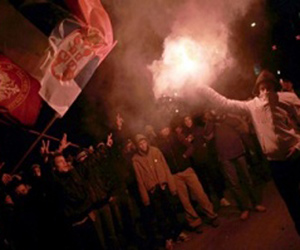 Serbs in Belgrade and Kosovo Protest over Independence Declaration