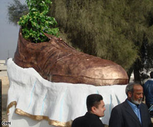Iraq Inaugurates Monument of Shoe Thrown at President Bush: Iraq Inaugurates Monument of Shoe Thrown at President Bush