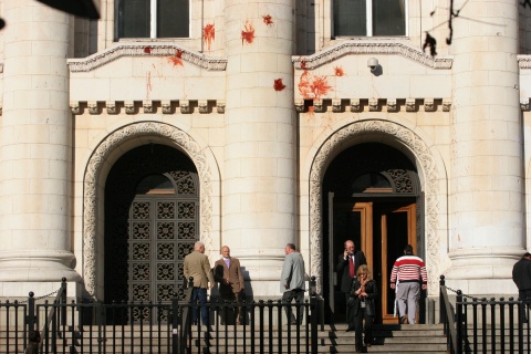 Bulgaria: Sofia Palace of Justice 'Showered' with Tomato Paste