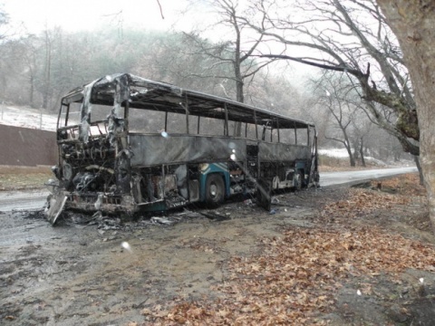 Fire Destroys Bulgarian Bus in France, No Injured: Fire Destroys Bulgarian Bus in France, No Injured